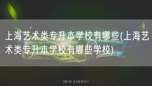 上海艺术类专升本学校有哪些(上海艺术类专