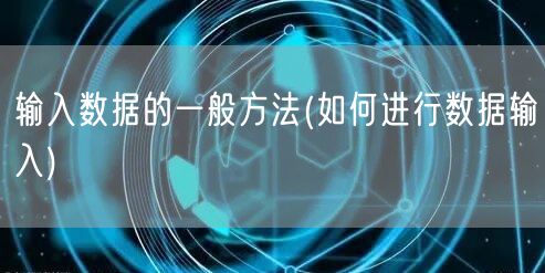 输入数据的一般方法(如何进行数据输入)
