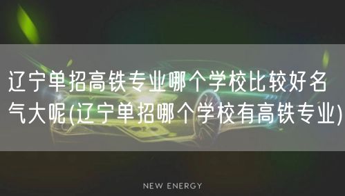 辽宁单招高铁专业哪个学校比较好名气大呢(