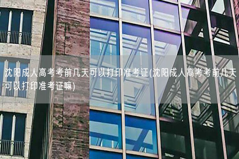 沈阳成人高考考前几天可以打印准考证(沈阳