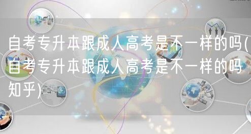 自考专升本跟成人高考是不一样的吗(自考专