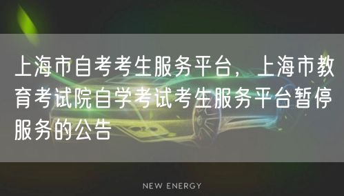 上海市自考考生服务平台，上海市教育考试院