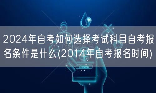 2024年自考如何选择考试科目自考报名条