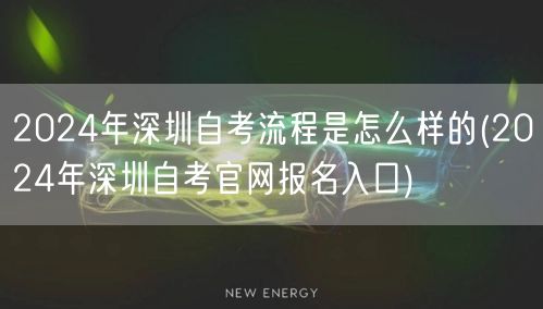 2024年深圳自考流程是怎么样的(202