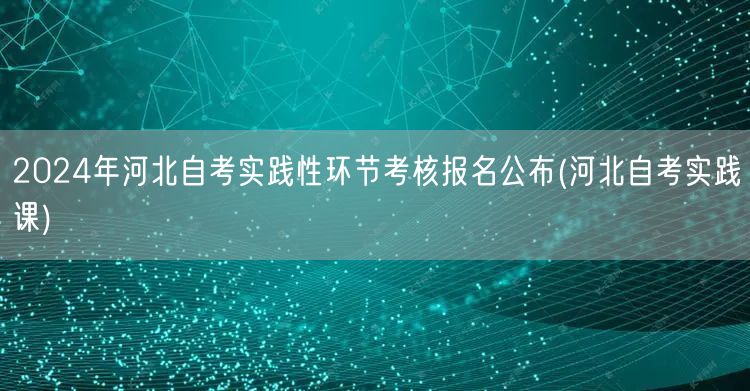 2024年河北自考实践性环节考核报名公布