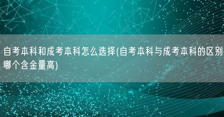 自考本科和成考本科怎么选择(自考本科与成