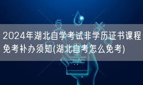 2024年湖北自学考试非学历证书课程免考