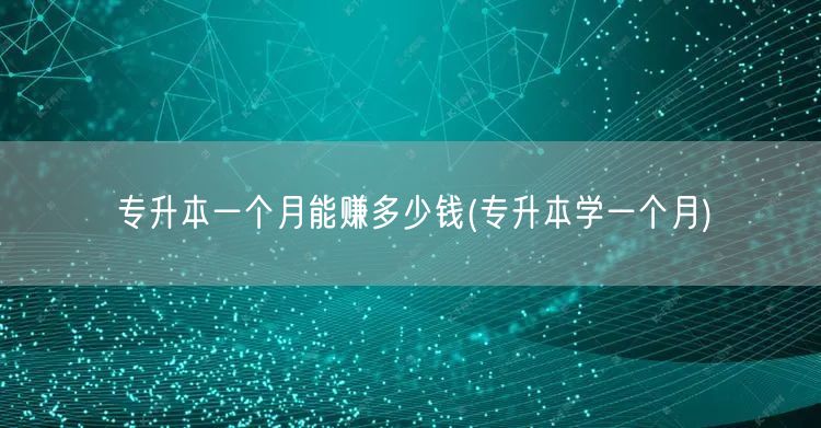 专升本一个月能赚多少钱(专升本学一个月)