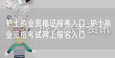 护士执业资格证报考官网入口