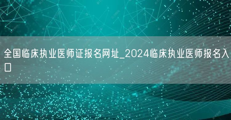 全国临床执业医师证报名网址2024入口