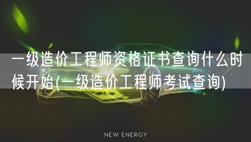 一级造价工程师资格证书查询何时开始 一级